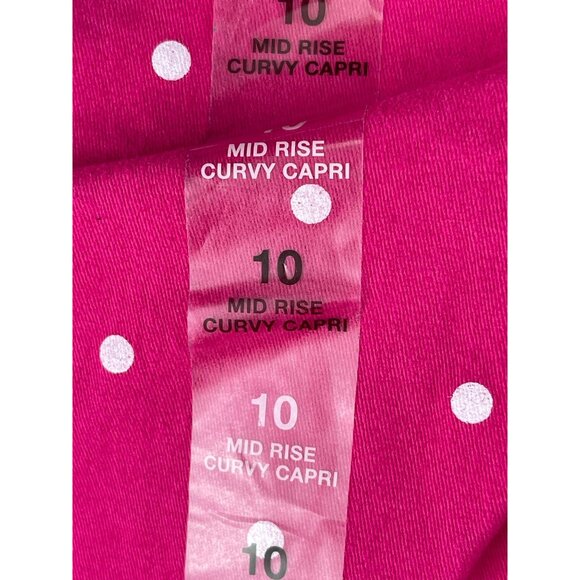 Style & Co Womens Size 10 Mid Rise Curvy Capri Pants Polka Dot Pink - Picture 9 of 11